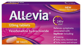 Allevia Fexofenadine 120mg Hayfever Tablets, 30 tabs, relieves hayfever symptoms