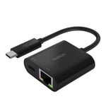 Belkin Ethernet- og ladeadapter - USB-C - Gigabit Ethernet x 1 + USB-C (bare strøm) x 1