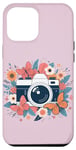 Coque pour iPhone 12 Pro Max Appareil photo floral mignon photographe amateur de photographie