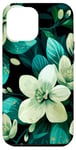 Coque pour iPhone 15 Plus Blanc et Sarcelle Jolie Fleur Fleur Floral