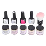 10 st Nail Dipping Powder Set Nail Art Powder Top Base Coat Gel Brush Manikyrverktyg (C Set)