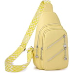 Slingväska för kvinnor, Crossbody Fanny Packs PU-läder Crossbody Väskor Bröstväska Flera Fack Bältesväska Plånbok med Justerbar Rem 30cm Yellow