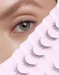 Onlyall Natural Lashes Short Eyelashes Wispy Lashes Natural Look Soft False Eyelashes False Eye Lashes Faux Mink Eyelashes 7 Pairs D2(6MM-10MM)