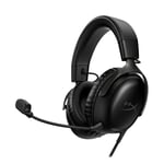 HyperX Cloud III – Casque de Gaming filaire, PC, PS5, Xbox Series X|S, DTS, Mousse à mémoire de forme, Microphone au son cristallin de 10 mm, avec suppression du bruit, USB-C, USB-A, 3.5mm – Noir