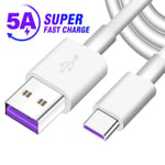 2m Huawei Snabbladdare / 5A SuperCharge - USB-C Laddare - Kabel Vit