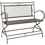 Banc en fer 120x52x79 cm Canapé Petit canapé pour jardin et entrée Canapé extérieur en métal Chaise 2 places avec accoudoirs - antique rouille