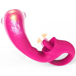 2 i 1 silikon G-Spot klitorisvibrator, tungslickande dildo, klitorisstimulator med 10 slicknings- och T2-lägen