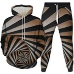 Unisexe 3D Imprimé Sweat À Capuche+Pantalon De Sport,Sweat À Capuche pour Homme Jogging Bas Sweat Illusion Vortex Vision Imprimé Survêtement Cordon De Serrage Poche Pull Ensemble pour Joggeurs