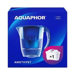 AQUAPHOR Water Filter Jug Amethyst Blue 1 X MAXFOR+ Filter Included I Capacity 2.8l I Fits in the fridge door I Reduces Limescale Chlorine & Microplastics