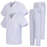 Misemiya - Pack * 2 Pcs - Ensemble Uniformes Unisexe Blouse - Uniforme Médical avec Haut et Pantalon 2-6801-6802 - Medium, Blanc 68