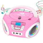 KLIM Candy Lecteur CD Enfant - Nouveauté - Radio FM - Piles incluses - Lecteur CD Radio Rose Mignon avec Haut-parleurs - Le Cadeau Parfait pour Les Enfants et Les Tout-Petits - Rose