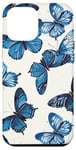 iPhone 12 Pro Max Blue Butterflies White Background Case