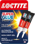 Super Glue Gel Instant Super Glue - Colle transparente multi-usages pour réparations de qualité supérieure - Transparent - Facile à utiliser - 2 x 3 g