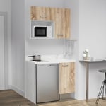 Cuisibane - Kitchenette K00L - 100 cm - emplacements frigo top et micro-ondes-Bois-Snova-évier à droite