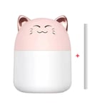 (Pink Cat 250ML)Ilmankostutin 250ML Aroma-eteeristen öljyjen diffuusori USB Cool Mist -sumutin yövalolla makuuhuoneeseen kodin auton tuoksuhajotin