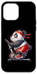 Coque pour iPhone 12 Pro Max Panda sur vélo d'appartement Gym Fitness Entraînement Sport