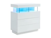 Commode 3 tiroirs - Avec LEDs - MDF - Blanc laqué - FABIO II