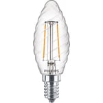 Philips Classic LED -kierrekynttilä, E14, 2700 K, 250 lm, kirkaspintainen