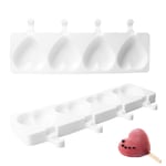 Mini Ice Cream Molds - 4 Grids - Cute Heart Shaped - DIY Ice Pops - Silicone Ice Cream Mold Maker - Ice Pop Mold - Ice Cream DIY Making Tool DIY Accessories