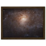 Hubble Space Telescope Image Triangulum Spiral Galaxy M33 Crop Blue Orange Star Birthing Region Art Print Framed Poster Wall Decor