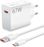 67w Chargeur Rapide Avec Câble Usb C 1m Pour Redmi Note 13 Pro 12 Pro 11 Pro,Chargeur Turbo Pour Xiaomi 14t 13t 13 Pro 13 12 Lite Redmi Note 12 12s 11s Poco X6 Pro X6 M6 Pro F6 Pro F5 X5 Pro X4 Gt