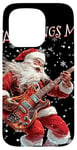 Coque pour iPhone 15 Pro Guitare Père Noël à bascule Cool Christmas Rock & Roll Musique