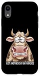 Coque pour iPhone XR Just Another Day In Paradise Cow Humour Sarcasme Femmes Hommes