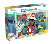 Lisciani - DISNEY LILO & STITCH Puzzle MaxiFloor - 150 Pièces - Pour Enfants dès 6 ans - 50x70cm - Grand Puzzle Exploration Tropicale avec Lilo et Stitch - Développe Réflexion et Dextérité