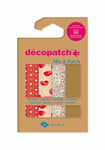 Décopatch DP032C -Une Pochette de 4 Feuilles Décopatch - Dimensions : 30 x 40 cm - Papiers imprimé, Or & rouge - Mix & Patch - A partir de 5 ans, DIY, création, rénovation, activité créative