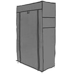 PrimeMatik Armoire penderie et Meuble à Chaussures en Tissu Amovible 60 x 30 x 110 cm Gris avec Porte Enroulable (DX083) 60 x 30 x 110 cm