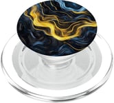 Vagues d'énergie cosmique dans un style d'art noir et bleu PopSockets PopGrip pour MagSafe