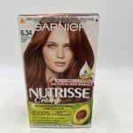 GARNIER NUTRISSE CREME PERMANENT HAIR COLOUR DYE 6.34 NATURAL DARK RED RARE