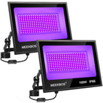 MEEKBOS Lumiere Noire LED, 2 Unités 100W Projecteur LED UV Extérieur,385-400nm Black light IP66 Etanche Lumière Noire Ultraviolet pour Soiree Fluo,Glow Party,Neon Fête,Peinture Fluorescente,Halloween