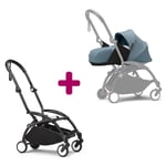 Stokke Pack chassis poussette YOYO³ Noir + pack nouveau-né 0+ Aqua