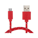 Cable Tresse 1m Micro-USB pour SAMSUNG Galaxy J3 2016 Smartphone Android Chargeur Connecteur USB Lacet Fil Nylon - ROUGE