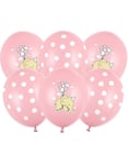 6 stk Pastell Rosa Elefant Ballonger 30 cm med Polka Dots