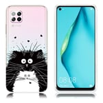 Huawei Deco P40 Lite / Nova 6 SE kuoret - Musta ja Valkoinen Kissa