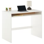 Bureau ALICE table de travail avec 1 niche de rangement sous le plateau, en pin massif lasuré blanc