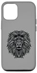 Coque pour iPhone 15 Pro Lion Mandala Roi Jungle Chat Naturel