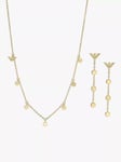 Emporio Armani Eagle Logo Necklace and Drop Earring Jewellery Set, Gold