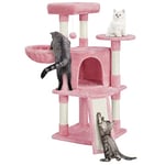 Yaheetech Arbre à Chat Hauteur 107cm Griffoir Grattoir Tour de Jeux pour Chat avec Centre d'activités Arbre a Chat en Sisal Rose