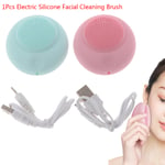 Electric Facial Cleansing Silicone Brush Face Spa Skin Care Mass Green