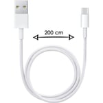 2 meter typ C-kabel för Xiaomi Redmi 9A snabbladdning-dataöverföring Vit