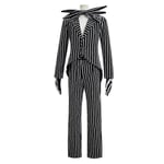 Pelottava kauhu Jack Skellington Cosplay-asu Joulu Jack univormuvaatteet Raidalliset miesten puvut Halloween-asut