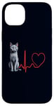 Coque pour iPhone 14 Plus Chat bleu russe Heartbeat EKG Funny Cats Lover