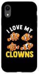 Coque pour iPhone XR Aquarium humoristique avec inscription « I Love My Clowns » - Corail