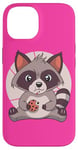 Coque pour iPhone 14 Rose Style raton laveur Nourriture Biscuits