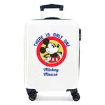 Disney Mickey Magic White Cabin Suitcase 37 x 55 x 20 cm Rigid ABS Combination Lock 33 Litre 2.8 kg 4 Double Wheels Hand Luggage