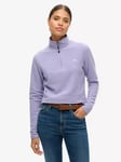 Superdry Polar Fleece Half Zip Jumper, Dull Purple