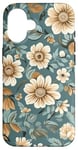 Coque pour iPhone 16 Illustration de champ de marguerites bleu sarcelle et crème